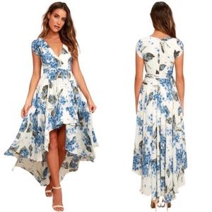 NEW -Lulu’s French Countryside High-Low Dress | White & Blue Floral